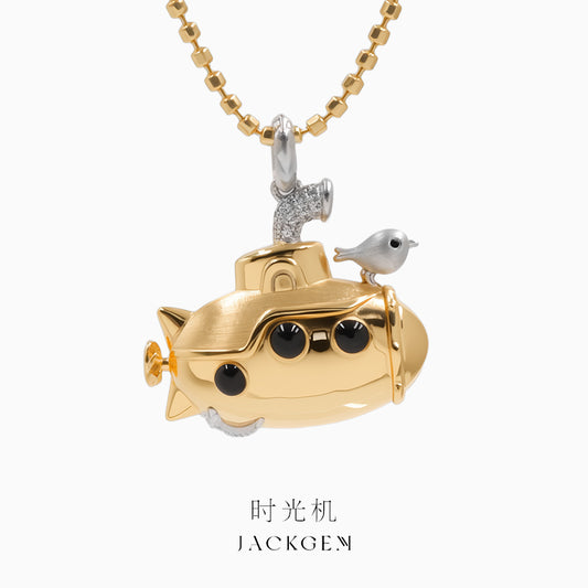 【 Time Machine 】 Original gemstone pendant 18k gold necklace, colorful gemstone pendant brooch, dual-purpose gold pendant necklace O1